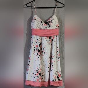 Candie's Pink and Black Floral Polka Dot Dress